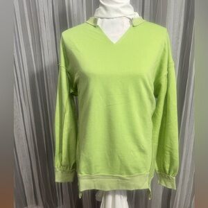Unique Beach Terry V Neck Top Green (1A - 0044)